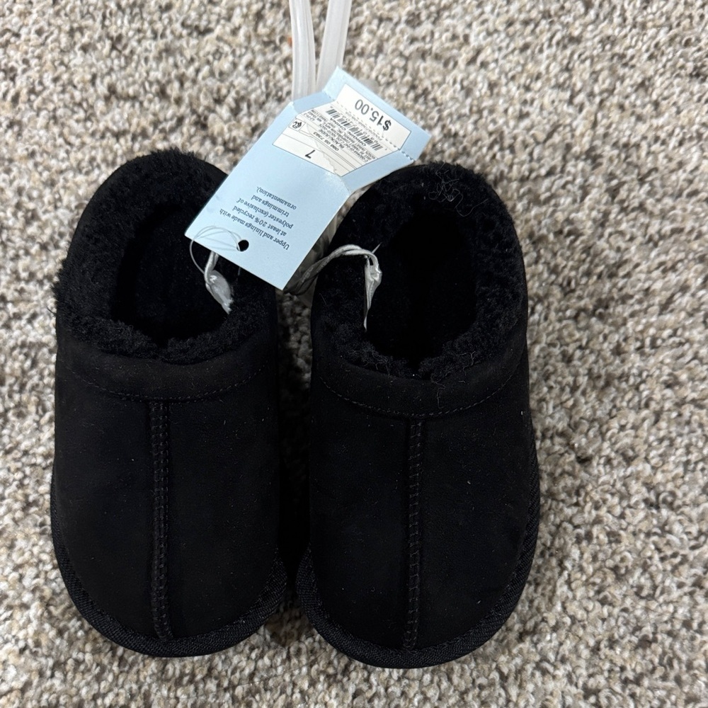 Cozy Black Kids Slippers